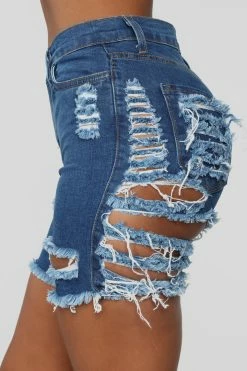 Fashion Nova A Lot To Love Distressed Bermuda Shorts - Medium Blue Wash