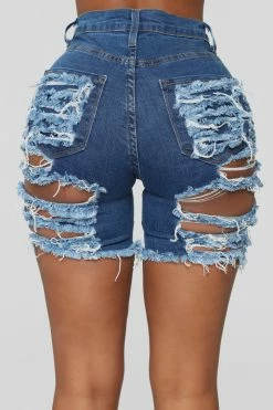 Fashion Nova A Lot To Love Distressed Bermuda Shorts - Medium Blue Wash