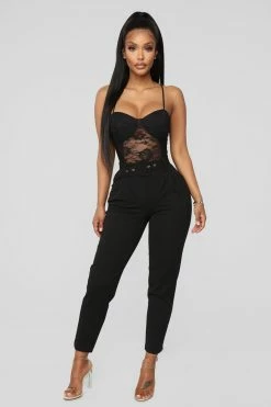 Fashion Nova Talia Belted Pants - Black