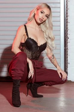 Fashion Nova Stole Your Boyfriend's Oversized Jogger - Burgundy Pants