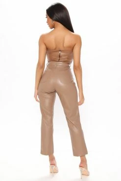 Fashion Nova Hard To Forget Faux Leather Pant 25 - Mocha