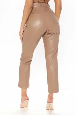 Fashion Nova Hard To Forget Faux Leather Pant 25 - Mocha