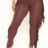 Fashion Nova Leggings Shake It Like A Fringe Shaker Legging - Chocolate