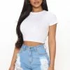 Fashion Nova Front Of The Crowd Shredded Denim Shorts - Medium Blue Wash