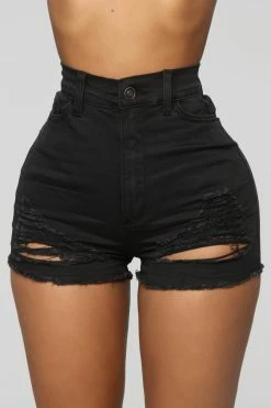 Fashion Nova Sorry Mom Shorts - Black