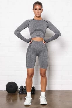 Fashion Nova Shorts No FN Limits Active Biker Short In Infinity Seamless - Charcoal