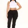 Fashion Nova Victoria Cargo Pants - Black