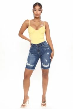 Fashion Nova Shorts Switch It Up Bermuda Short - Dark Wash