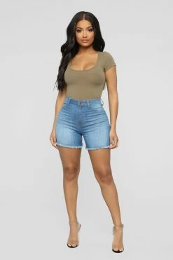 Fashion Nova Summer Rain Denim Shorts - Medium Blue Wash