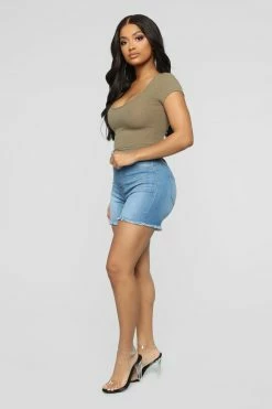 Fashion Nova Summer Rain Denim Shorts - Medium Blue Wash
