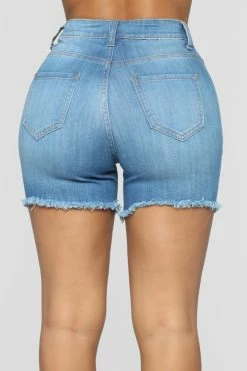 Fashion Nova Summer Rain Denim Shorts - Medium Blue Wash