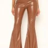 Fashion Nova Sassy Faux Leather Flare Pant - Chocolate Pants