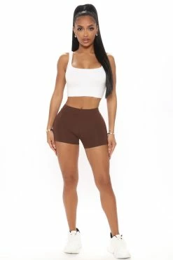 Fashion Nova Plain Jane Mini Shorts - Chocolate