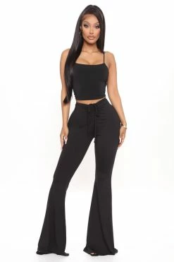 Fashion Nova My First Choice Flare Pant - Black Pants