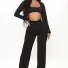 Fashion Nova Call It Even Wide Leg Dress Pants - Black