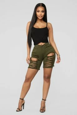 Fashion Nova Gone Fishing Shorts - Olive