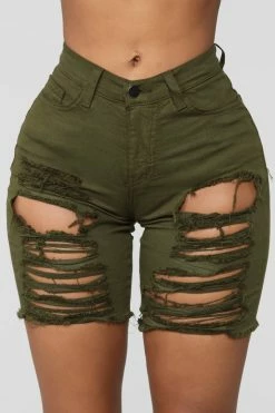 Fashion Nova Gone Fishing Shorts - Olive
