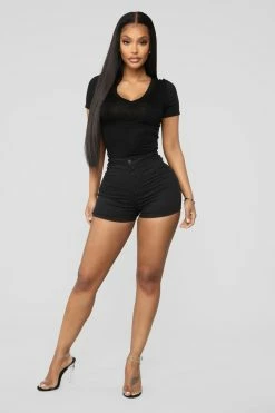 Fashion Nova Won't Stop Denim Shorts - Black