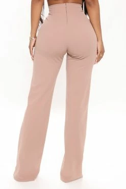 Fashion Nova Call It Even Wide Leg Dress Pants - Taupe