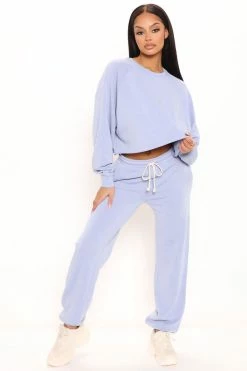 Fashion Nova Britney Mix & Match Sweatpants - Light Blue