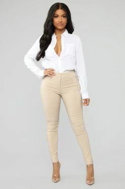 Fashion Nova Workin Me Pants - Khaki