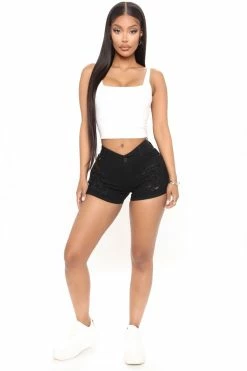 Fashion Nova All Eyes On You Denim Shorts - Black