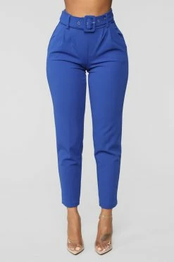 Fashion Nova Talia Belted Pants - Royal