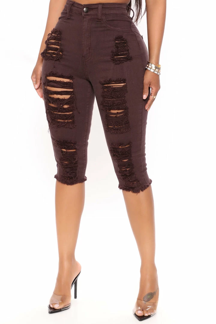 Fashion Nova Live In My Denim Shorts - Brown