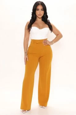 Fashion Nova Sasha Wide Leg Pant - Mustard