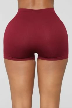 Fashion Nova Uncomplicated Seamless Shorts - Wine