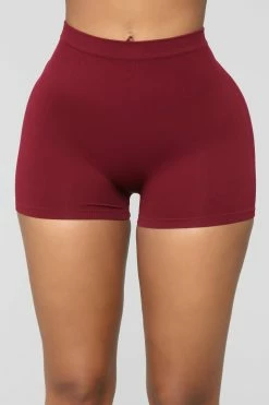 Fashion Nova Uncomplicated Seamless Shorts - Wine