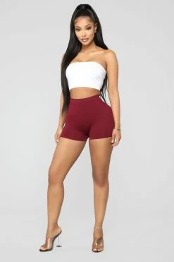 Fashion Nova Uncomplicated Seamless Shorts - Wine