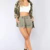 Fashion Nova Rosie Tie Waist Shorts - Olive