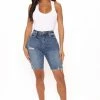 Fashion Nova Got A Good Feeling Denim Bermudas - Dark Wash Shorts