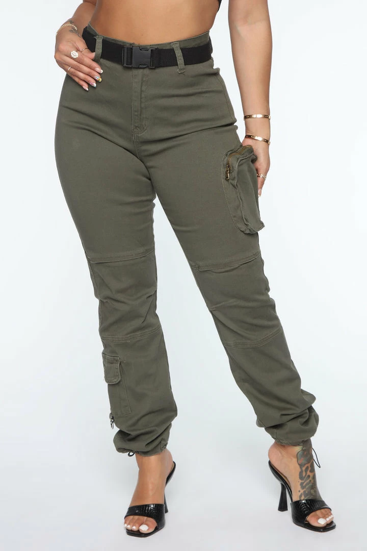 Fashion Nova Pants Operation Cargo Joggers - Olive