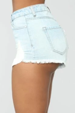 Fashion Nova Not Your Groupie Distressed Shorts - Light Blue Wash