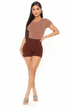 Fashion Nova Uncomplicated Seamless Shorts - Chocolate