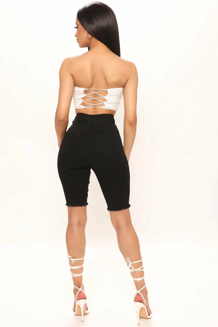 Hot Sale ⌛ Fashion Nova Dirty Little Secret Distressed Bermuda Shorts - Black 😍 5 Fashion Nova Dirty Little Secret Distressed Bermuda Shorts - Black