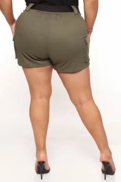 Fashion Nova Buckle Up Cargo Shorts - Olive