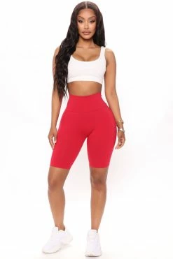 Fashion Nova My Favorite Biker Short - Red Shorts
