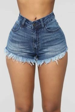 Fashion Nova Slay The Fray Denim Shorts - Dark Denim