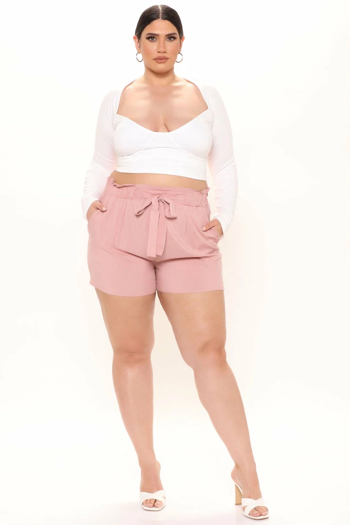 Fashion Nova Rosie Tie Waist Shorts - Mauve