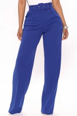 Fashion Nova Celine Belted Wide Leg Pant - Royal Pants