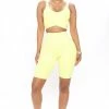 Fashion Nova In Training Ribbed Biker Short - Yellow Shorts