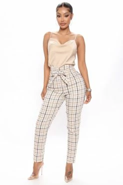 Fashion Nova Didn't You Know Skinny Pant - Taupe/combo Pants