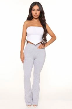 Fashion Nova Adriana Flare Pant - Heather Grey
