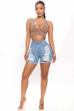 Fashion Nova Going To Extremes Bermudas - Medium Blue Wash