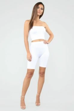 Fashion Nova Effortless Seamless Biker Shorts - White