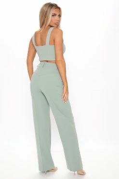 Fashion Nova Pants Sasha Wide Leg Pant - Sage