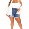Cheapest ❤️ Fashion Nova In The Crowd Distressed Mom Shorts - DarkWash 🌟 1 Fashion Nova In The Crowd Distressed Mom Shorts - DarkWash